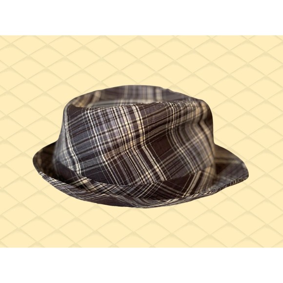 777 LUCKY Plaid FEDORA Hat BROWN & Beige Design GREAT Colors for FALL / AUTUMN - Picture 4 of 7
